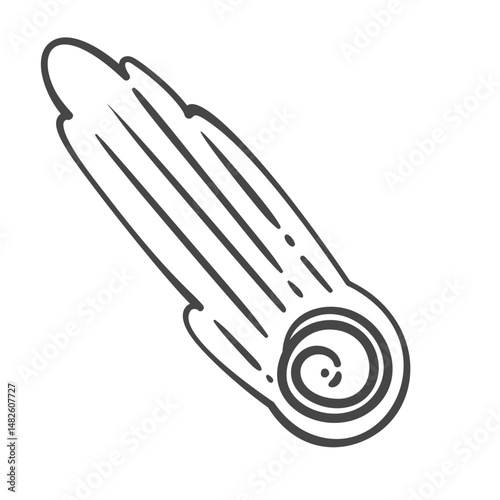 Shooting star or comet with trails, vector illustration. Doodle sketch of effect shooting stars falling