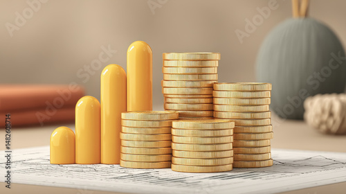 Stacks of coins on a table representing roth ira investments and strategies for building wealth in retirement