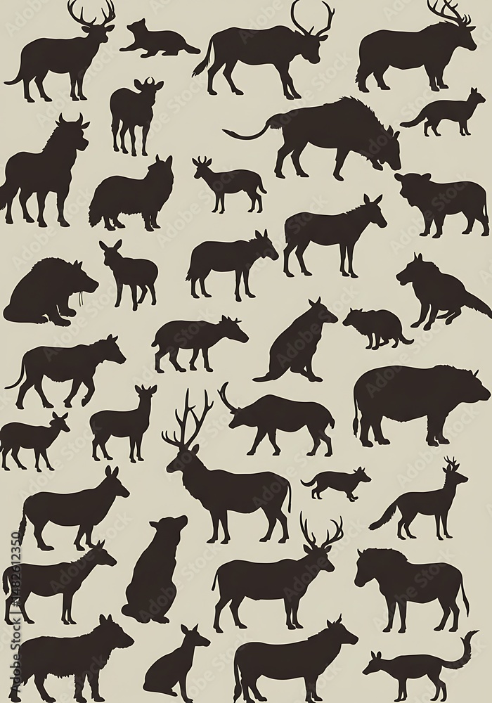 Fototapeta premium Silhouette Wildlife: Elegant Animal Collection