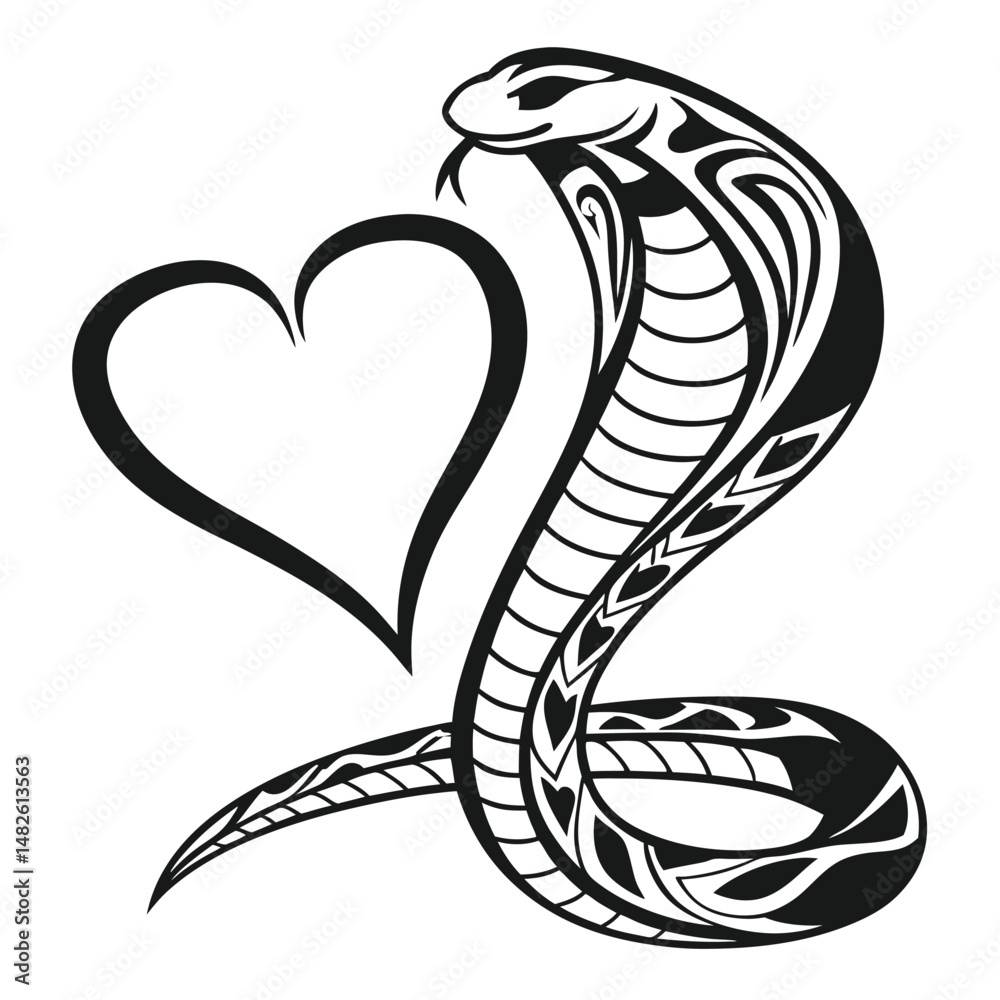 Fototapeta premium a-glamorous-snake-silhouette-forming-a-heart-shape.eps