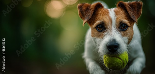 Dog Playing Fetch in a Green Park During Golden Hour
