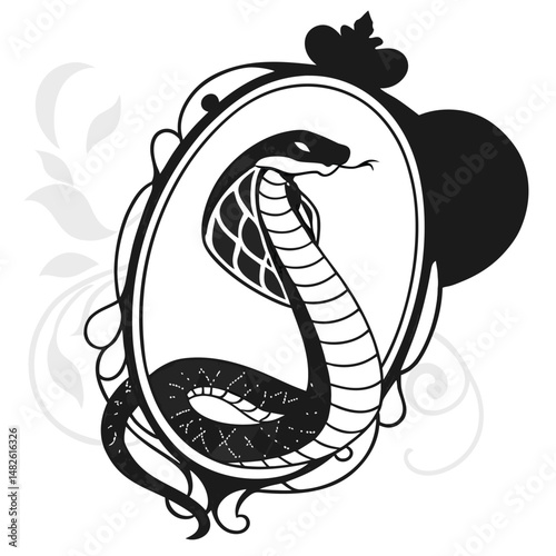 a-glamorous-snake-wrapped-around-a-vintage-mirror-.eps
