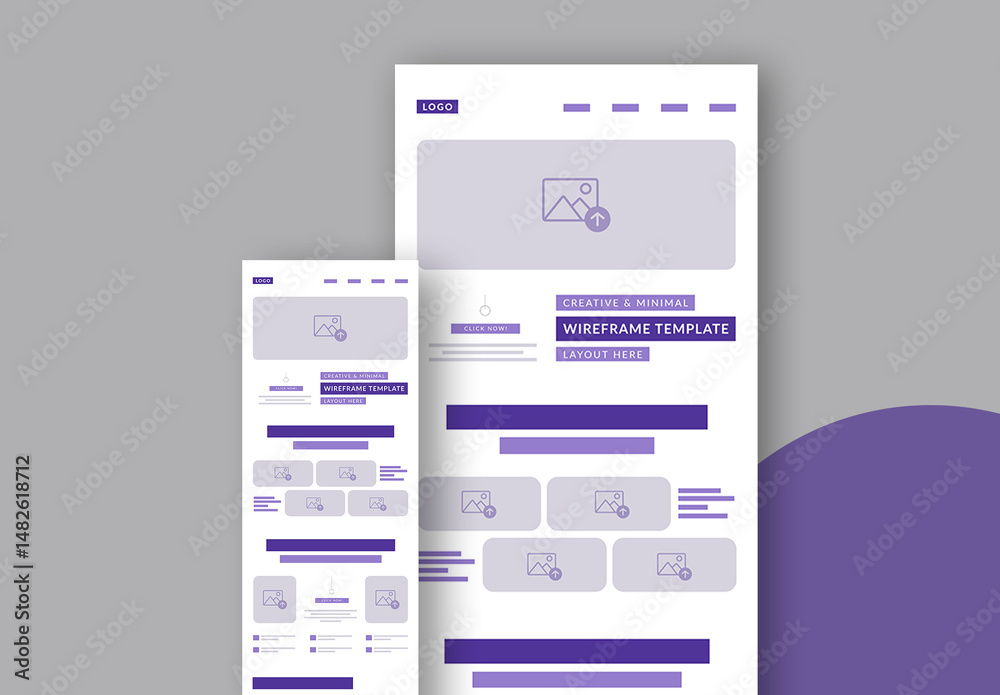 Wireframe Template Design Layout Stock Template | Adobe Stock