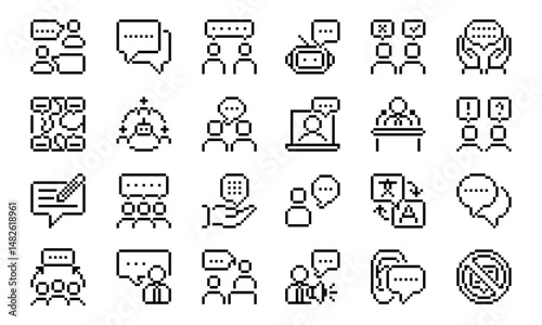 Speaking pixel icon set. Vector illustration