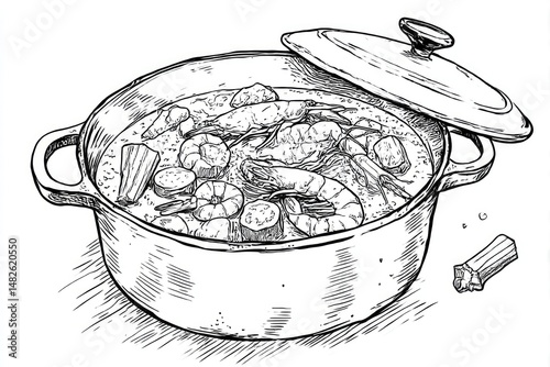 Delicious Shrimp Stew in Cast Iron Pot: A Culinary Masterpiece