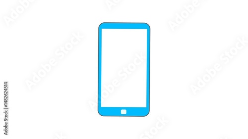 blue smartphone with blank white screen. copy space. theme for business, advertising, social media. simple animation, motion graphics.