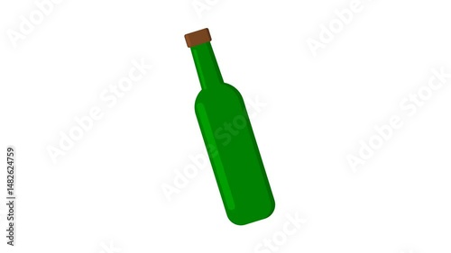 green bottle. drink bottle. simple animation, motion graphics.