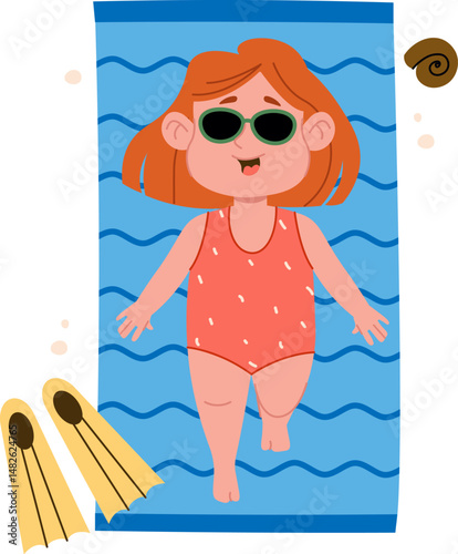 Girl Relaxing on Beach Towel