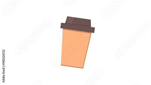 brown coffee cup. coffee glass. plastic cup. take away coffee cup. hot drink. cold drink. simple animation, motion graphics.