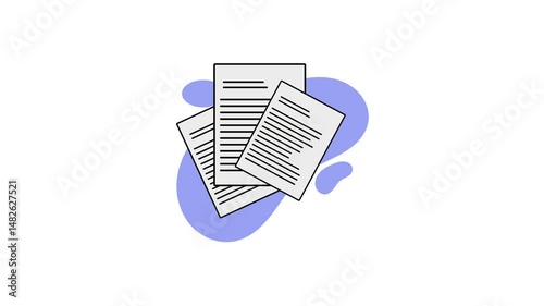 document sheet. paper in the form of office documents, work contracts, agreements, letters, proposals, journals, papers, articles. educational, business themes. simple animation, motion graphics.