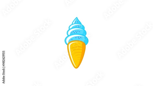 blue ice cream. blueberry flavored ice cream. food. blueberry flavored ice cream. food. ice cream cone. simple animation, motion graphics.