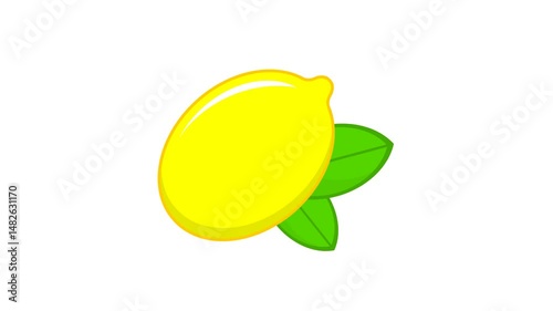 lemon on white background. whole lemon. flat style. fruit theme. vitamin c. simple animation. motion graphics