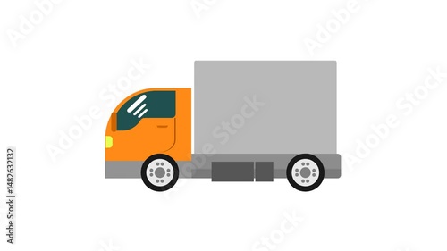 orange truck. delivery. logistics. traffic jam .gasoline trucks. diesel truck. factory. online shopping. courier. cargo. lorry. simple animation. motion graphics