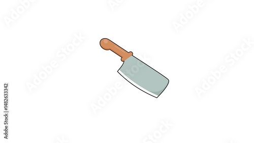 kitchen knife. brown handled butcher knife on white background. kitchen utensils. kitchen, cooking, chef, restaurant theme. simple animation. motion graphics