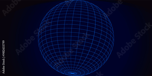 Image of digitally generated light and wave patterns with a globe