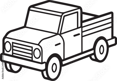 Truck outline vector illustration line art