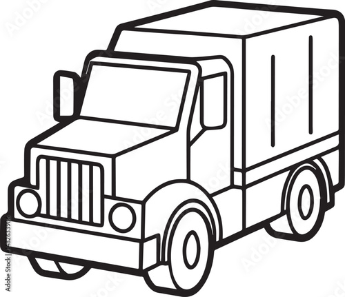 Truck outline vector illustration line art