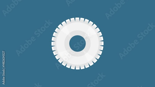 round cutting blade. tools. machine tools. cutting machine. industry. cutting. material. sharpening blades. sharp. factory. high revs. danger. safety. simple animation. motion graphics
