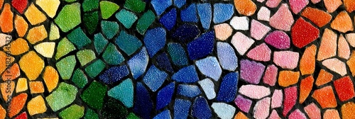 Wallpaper Mural A vibrant multicolored mosaic tile texture with artistic geometric patterns perfect for backgrounds, designs, and decorative projects. Torontodigital.ca