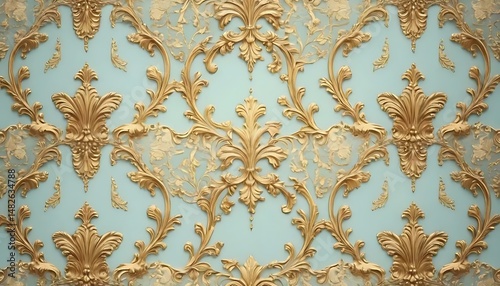 Elegant golden baroque ornamentation creates a visually rich and decorative background design.