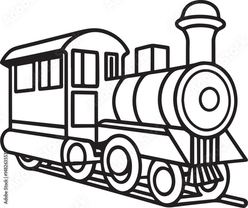 Train outline vector illustration line art