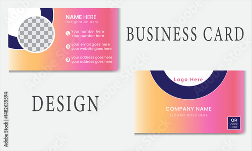 Multi purpose professional business card with colorful background. Template design card simple design with gradient version. Simple and elegant business card   template. 