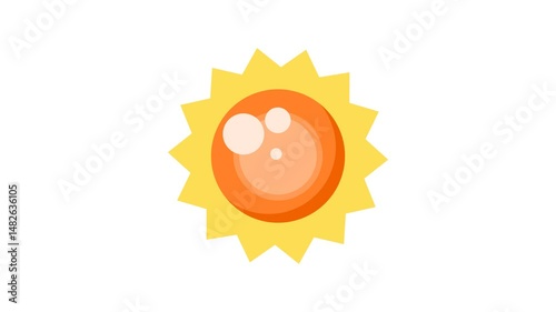 sun on white background. glowing sun. hot sunlight. Afternoon. sunny weather. summer. hot temperature. simple animation. motion graphics