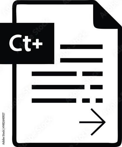 A black and white code file shows Ct plus symbol with transparent background