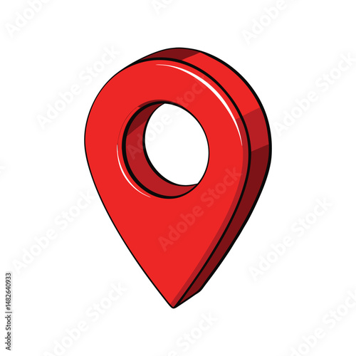 Red map pointer vector illustration. Location navigation symbol, GPS direction marker, travel map pinpoint icon.