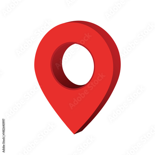 Red map pointer vector illustration. Location navigation symbol, GPS direction marker, travel map pinpoint icon.