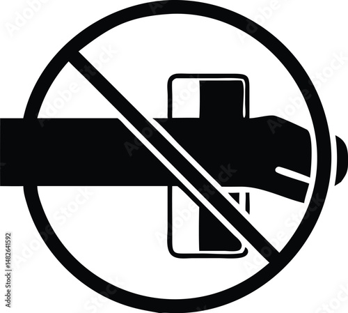 The black no sign prominently prohibits the use of nail guns effectively on white