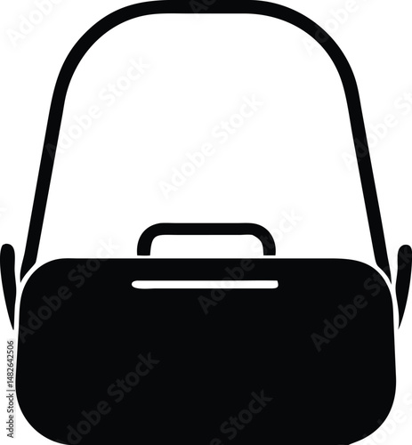 Isolated black duffel with shoulder and hand straps stands out on a transparent backdrop