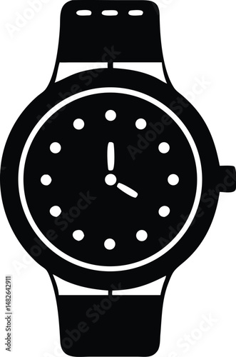 Sleek timepiece shows a retro style dial marking just past midnight transparent