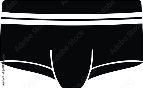 Isolated black trunks illustration showing design of underwear on white background, transparent background