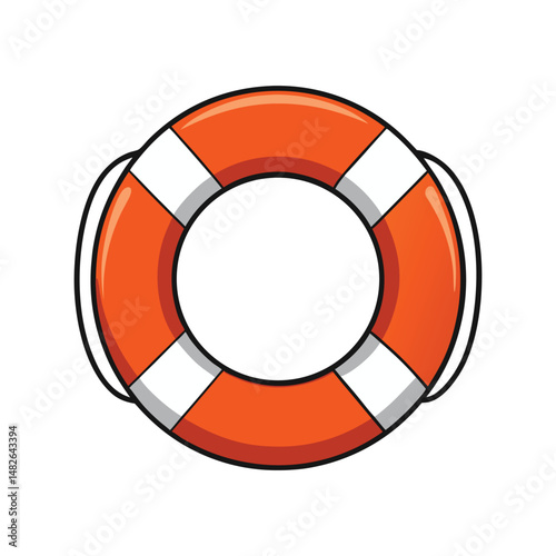 Lifebuoy vector illustration. Safety flotation ring, rescue equipment, marine emergency tool, buoyant life saver design.

