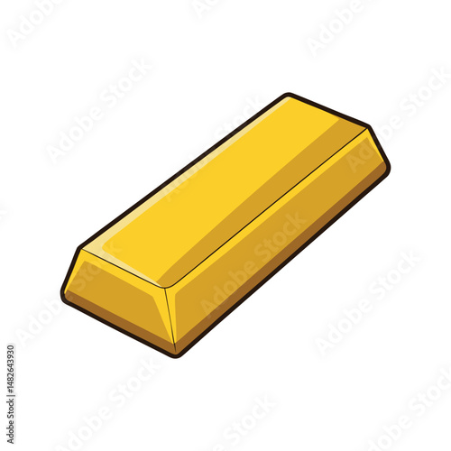Gold bar vector illustration. Precious metal ingot, shiny bullion, wealth symbol, investment asset, luxury treasure icon.

