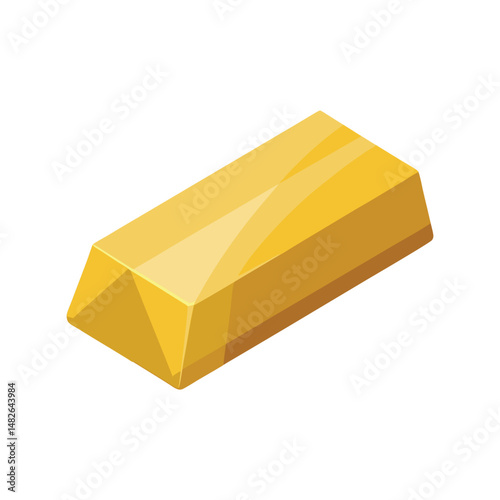 Gold bar vector illustration. Precious metal ingot, shiny bullion, wealth symbol, investment asset, luxury treasure icon.

