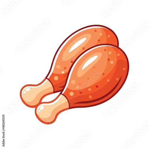 Fresh raw chicken vector illustration. Whole uncooked poultry meat, kitchen ingredient, butcher cut, realistic food graphic.

