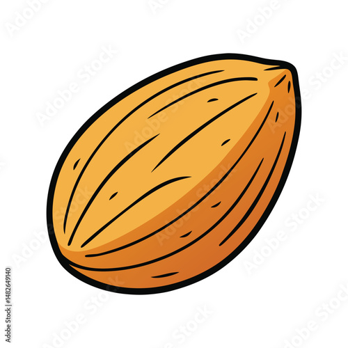 Almond nut vector illustration. Whole almond clipart, healthy food icon, organic snack element, botanical seed design.

