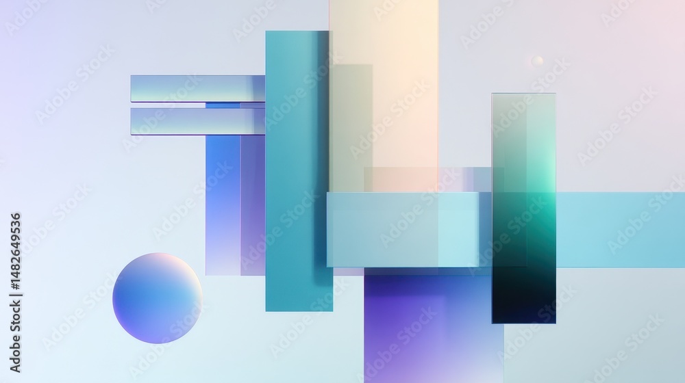 Fototapeta premium Abstract geometric shapes in soft pastel colors creating a modern artistic background