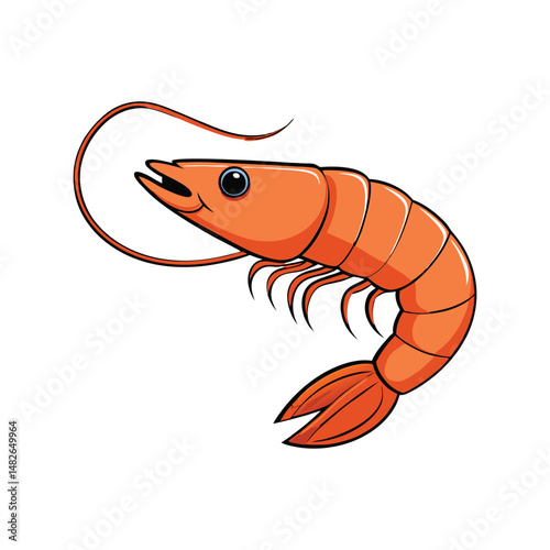 Boiled shrimp vector illustration. Cooked seafood clipart, delicious prawn artwork, crustacean design for food visuals.

