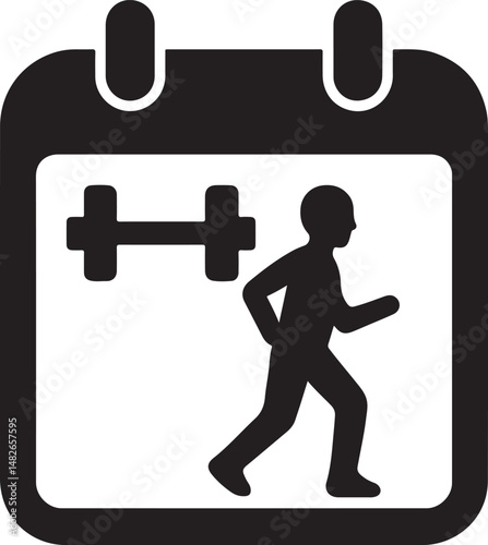 Silhouette vector of a fitness event calendar, perfect for scheduling workouts, fitness classes, training plans, and health-related activities.