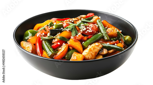 Delicious Chicken  Veggie StirFry Recipe isolated on transparent background
