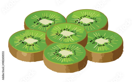 stack of kiwi fruit slices - vector illustration