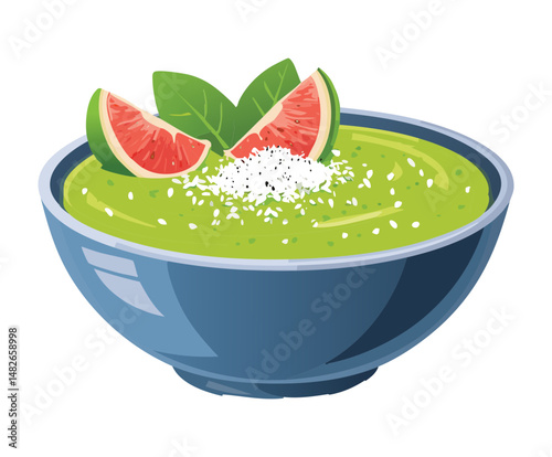 Fresh Guava Smoothies with Guava Slices Topping - Vector Illustration