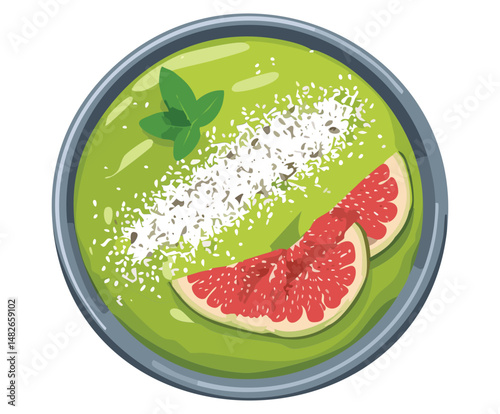 yogurt fruit smoothie on a plate - vector illustration