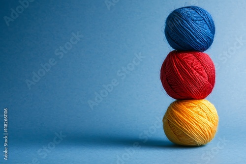 Colorful yarn balls stacked