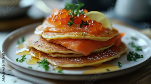 Pancakes with salmon