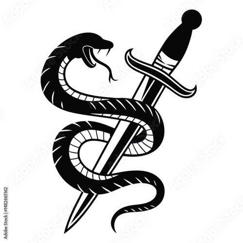 a-serpent-climbing-up-a-dagger--black-silhouette-v.eps