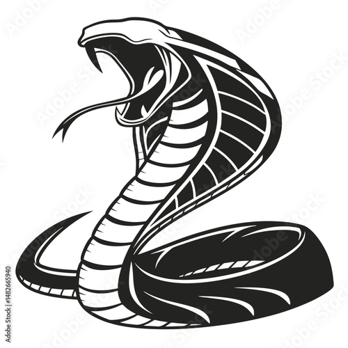 a-silhouette-of-a-cobra-with-its-hood-flared-and-t.eps